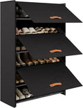 6-Tier Shoe Storage Cabinet with Fabric Cover, Hard Flip Doors, Holds 18–24 Pairs, Enclosed Dustproof Shoe Rack Organizer for Entryway, Closet & Bedroom, Shoe Shelf, Black, 27.8" x 12.0" x 41.9" by Unknown
