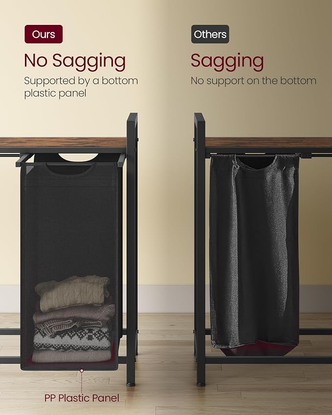 VASAGLE Laundry Hamper with Shelf, 4 Pull-Out Bags, 4 x 10.6 Gallons (40L) - Image 5
