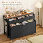 Laundry Sorter, Rolling Laundry Hamper with 4 Section Pull-Out Bags, 300L Large Laundry Basket Organizer with 3 Drawers, Laundry Hamper with Wheels for Laundry Room Organization, Bathroom, Bedroom - Image 2