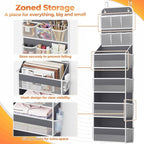 SpaceHacks 6-Tier Over the Door Organizer with Mesh Pockets, Baby Nursery Storage for Closet, Bathroom and Bedroom, Adjustable Hanging Closet Organizer for Cosmetics, Books and Essentials (Dark Grey) - Image 3