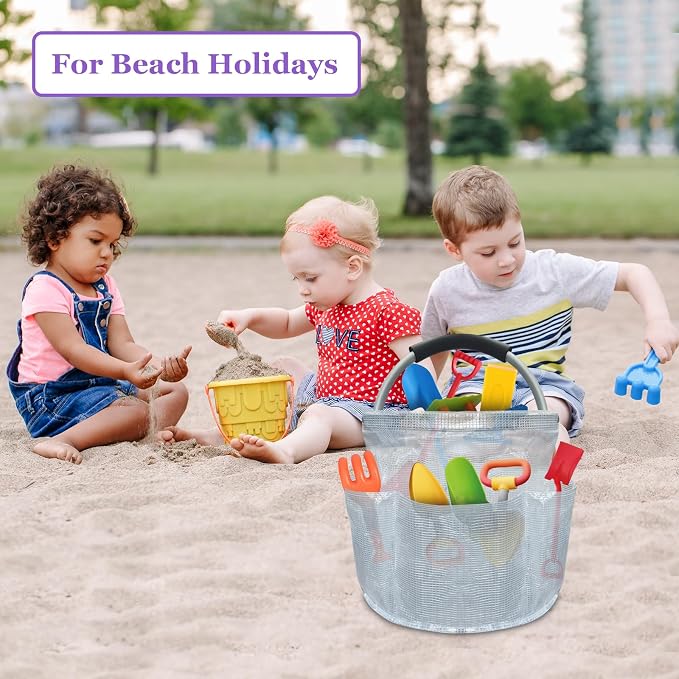 17L Portable Shower Caddy with Handle, Foldable Cleaning Supply Caddy in PVC Resin, Picnic Basket with 6 Side Pockets, Multifunctional Storage Basket for Bathroom, Picnics, Transparent - Image 6