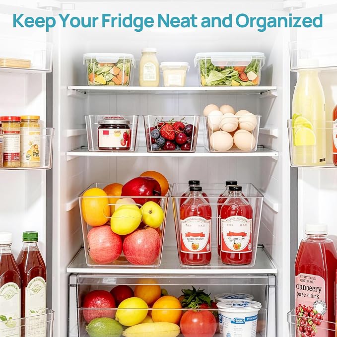 Vtopmart 8 Pack Clear Storage Bins Set for Pantry Organizer - Image 4