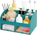 Makeup Organizer with 2 Drawers, Cosmetic Storage for Dresser Vanity and Bathroom Countertop,Make up organization and Skincare Storage with Beauty Brush Holder, Cosmetic Display Case (Dark Green) by DIRZHX