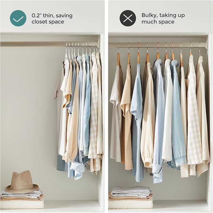 SONGMICS Plastic Clothes Hangers, Pack of 50, Space-Saving | 0.2 Inches Thick, 17.7 Inches Wide, 360° Swivel Hook, White and Dark Gray, BREANNA Collection UCRP050W50 - Image 7