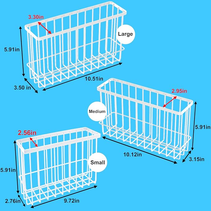 Cabinet Door Organizer 3Pcs, Foil and Plastic Wrap Organizer with 2 Sponges, Cabinet Door Storage with 3 Caddy Adhesive, for Aluminum Foil, Plastic Wrap, Wool Dryer Balls, White,(Small, Medium, Large) - Image 6