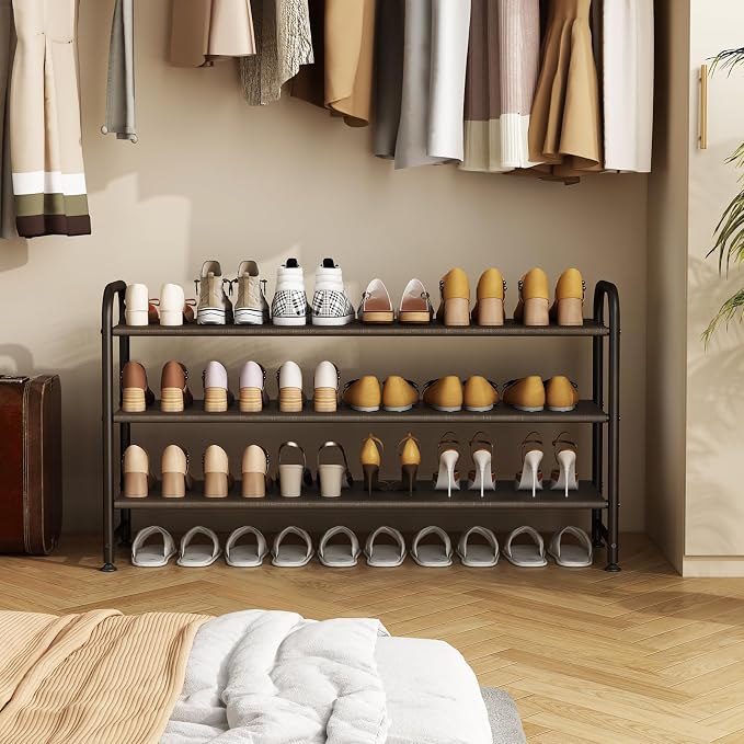 INGIORDAR 3 Tier Long Shoe Rack Organizer for Closet Metal Shoe Storage - Image 2