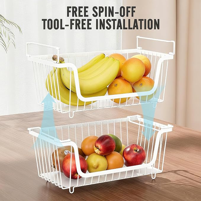 GAOKASE 6 Pcs Stackable Wire Baskets for Pantry Organizers and Storage, - Image 4