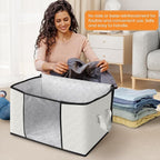 Fab totes 3 Pack Storage Bags for Clothes Blanket Storage Bins with Lids | Foldable Closet Organizers with Zippers,Window and Handles,Fabric Storage Bins for Sweater,Comforter,Bedding,Dorm essentials - Image 3