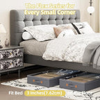 FHSQX Under Bed Storage Container 2Pack 3 Inches Low Profile Under-bed Organizer Bins Slim Under Couch Storage Box Ideal For Seasonal Clothes Blankets Towel Fabric (2, Drak Grey, 31.5 * 17 * 3in) - Image 3