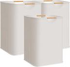 STORAGE MANIAC 3-Pack Large Laundry Hamper, 100L (26.4 Gal) Collapsible Laundry Basket with Bamboo Handles, Freestanding Waterproof Clothes Hamper for Laundry Room, Bedroom, Dorm, Towels, White by STORAGEMANIAC