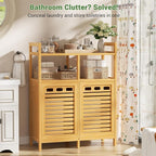 Homykic Tilt Out Laundry Hamper Cabinet, Bamboo Laundry Basket Organizer - Image 2