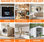 Magnetic Broom Holder Wall Mount with 4 Hooks and 5 Rack- Heavy Duty Non-Slip Mop Hanger for Wet Mops&Cleaning Tools on Refrigerator,Metal Door,Garage,Kitchen,Laundry Room - Image 8