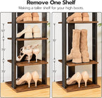 HOOBRO 8 Tiers Vertical Shoe Rack, Wooden Shoe Storage Organizer with Hooks, Narrow Shoe Tower for 8 Pairs, Space Saving, for Entryway, Living Room, Bedroom, Rustic Brown BF07XJ01G1 - Image 3