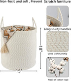 XUANGUO Cotton Rope Laundry Basket Hamper for Clothes, striped - Image 2