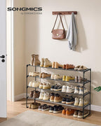 SONGMICS Shoe Rack, 4-Tier Shoe Organizer, Metal Storage Shelf | for Entryway, Upright or Upside Down, for 25-30 Pairs, Stackable, 11.8 x 46.1 x 28.4 Inches, Black ULSA034B01 - Image 3