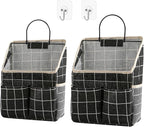 2pcs Wall Hanging Storage Bag,Wall Hanging Organizer Bags with Pockets, Wall Organizer Storage for Dormitory Bathroom Bedroom Kitchen(Black Grid), 0229-xmbsometeth by Someteth
