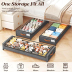 Yecaye 85 L Under Bed Storage with Wheels, 2 Pack Extra Large Under Bed Storage Containers with Metal Frame & Clear Lid, Rolling Underbed Organizer Bins Drawers for Clothes, Shoes, Blankets, Hemp Grey - Image 7