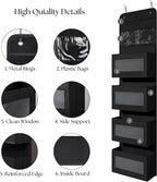 Giraffe Creation Black Over Door Organizer with 4 Large Clear Pockets, Hanging Door Storage for Closet, Bathroom, Bedroom, Dorm, Nursery, Toys, Toiletries, Cosmetics - Image 3