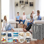 Waterproof Laundry Hamper Collapsible Laundry Basket Leather Handle Laundry Bag Large Clothes Storage Toy Organization for Bathroom Bedroom Laundryroom College Dorms (Heilingxing-001) - Image 5