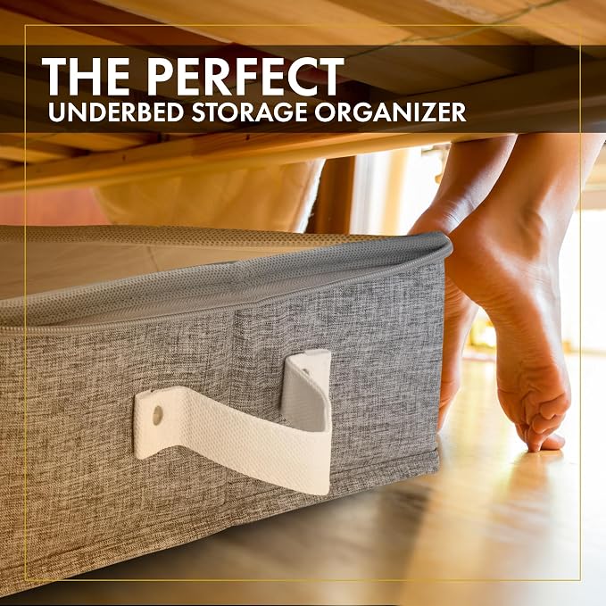 HOMELUX THEORY Under Bed Storage, Large 2pc with Lid, Light Gray | Drawer-style pull-out design, Fits blankets, clothes, fabric & shoes, Bins with lids, Bedroom & closet storage - Image 8