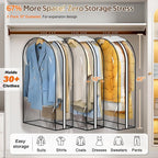 MISSLO 10" Gusseted All Clear Garment Bags for Hanging Clothes 3 Packs 40" Suit Bags for Closet Storage Hanging Clothes Storage Suit Cover for Shirts, Coats, Dresses - Image 2
