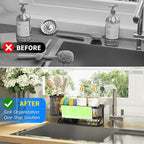 Cisily Kitchen Sink Caddy Organizer with High Brush Holder, Sponge Holder for Sink, 304 Rustproof Stainless Steel, Countertop Soap Dispenser Organizer, Black with Towel Rack, 9.25 - Image 5