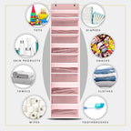 HOMELUX THEORY Over the Door Organizer, 6-Tier, 100D Fabric, Baby Pink 1pc | Over the door shoe organizer, 50 lbs capacity, 12 side mesh pockets, 100D extra thick fabric, Closet & entryway storage - Image 6