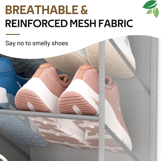 MISSLO 30 Pairs Over the Door Shoe Organizer Breathable Mesh Hanging Shoe Rack for Closet Storage with Wide Deep Pockets 10 Tier Shoes Holder Fit All the Family's Sneakers, Boots, Heels (Grey, 71") - Image 5