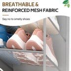 MISSLO 30 Pairs Over the Door Shoe Organizer Breathable Mesh Hanging Shoe Rack for Closet Storage with Wide Deep Pockets 10 Tier Shoes Holder Fit All the Family's Sneakers, Boots, Heels (Grey, 71") - Image 5