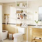 Over The Toilet Storage Shelf No Drill 4-Tier Adjustable Bathroom Organizer by Bonpally
