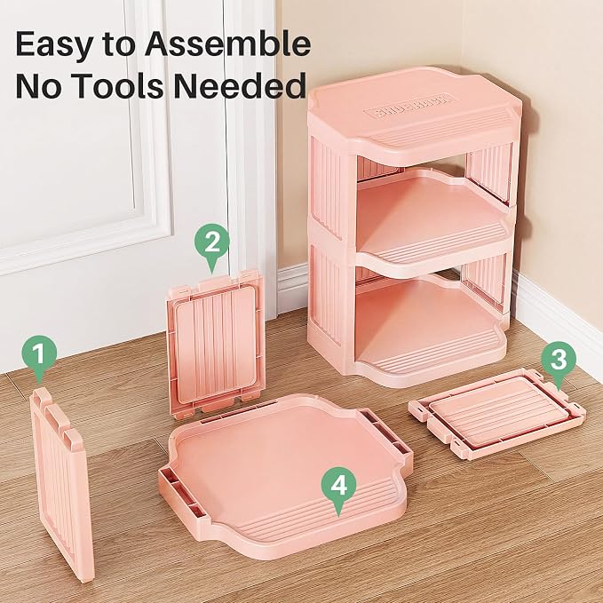 Kitstorack 10-Tier Vertical Plastic Shoe Rack, Freestanding Stackable Shoe Storage Organizer Cubes Shoe Shelf Tower or Small Closets and Tight Spaces, Pink - Image 7