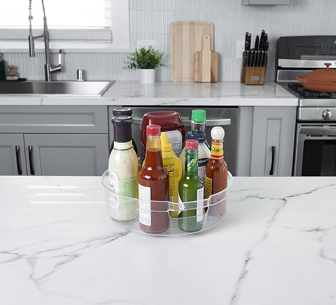 Kitchen Spaces Large Lazy Susan Organizer Bin, Pantry Rack or Deep Cabinet Turntable Shelf Storage, High Sides to Prevent Spills, BPA-Free Plastic, Clear and Sturdy with Full Spin - Image 7