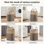 Laundry Basket,Woven Cotton Rope Laundry Hamper,Versatile Storage for Dirty Clothes,Baby Toys,and Blankets in Bathroom, Nursery,and Living Room (Jute, 100L) - Image 5