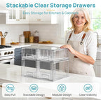 Vtopmart Clear Stackable Storage Drawers, 4 Pack Kitchen Cabinet Set - Image 3