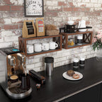 RICHER HOUSE Floating Wood Shelves with Guardrail, Rustic Brown, Wall Mounted, 2 Shelves, Farmhouse Style - Image 6