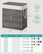 SONGMICS Laundry Hamper with Lid, 110L Double Wicker Basket, 6 Mesh Bags - Image 6