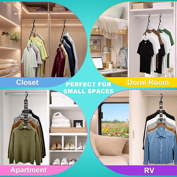 Closet Organizers and Storage,Upgraded Organization and Storage Clothes Hanger,10 Pack College Dorm Room Essentials,Sturdy Space Saving Hangers for Thick Clothe - Image 5