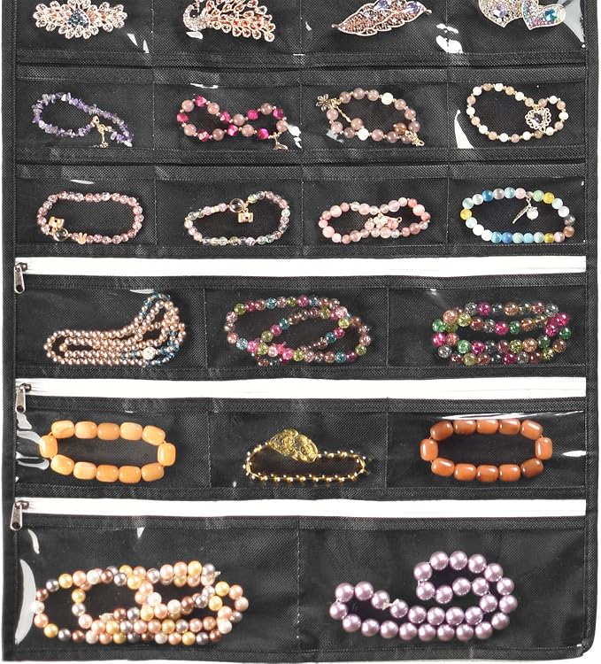 BB Brotrade Hanging Jewelry Organizer,Accessories Organizer,56 Pocket Organizer for Holding Jewelries (Black-56 Pockets) - Image 3