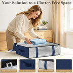StorageRight Under Bed Storage Bags, 8 Pack, 40L, Blue | Breathable Non-Woven Fabric with a Clear Window and Zippered Top for Clothes, Comforters, Blankets and Seasonal Storage - Image 3