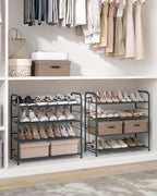 SONGMICS 4-Tier Stackable Metal Shoe Rack, Holds Up to 16 Pairs of Shoes | Shoe Organizer for Closet, Entryway, and Small Spaces, with Adjustable Slanted Shelves, Grey, DAVIAN Collection ULMR067G01 - Image 7