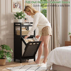 Homykic Tilt Out Laundry Hamper Cabinet, 10 Gal Bamboo Laundry Organizer - Image 3