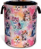Cute Cat Pet Laundry Basket Foldable Oxford Cloth Hamper 18.9 x 16.5 Inch by Unknown