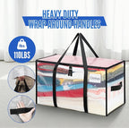 BAGAIL Heavy Duty Moving Bags with Strong Handle, Extra Large Moving Boxes, Storage Tote for Clothes, College Moving Supplies(Clear, 2 Pack) - Image 3