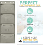 Honeyera Storage for Stuffed Animal - Over Door Organizer for Stuffies, Baby Accessories, and Toy Plush/Easy Installation with Breathable Hanging Pockets (Gray) - Image 8