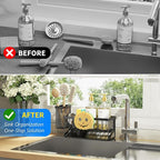 Cisily Kitchen Sink Caddy Organzier with High Brush Holder, Sponge Holder for Sink, 304 Rustproof Stainless, Kitchen Countertop Soap Dispenser Organizer (Black With Smiley Face Holder, 9.25″) - Image 6