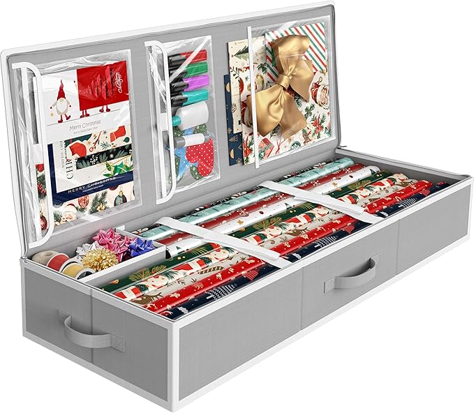 Simple Houseware 41.5" Wrapping Paper Organizer, Fits 40 Rolls, Gray by SimpleHouseware
