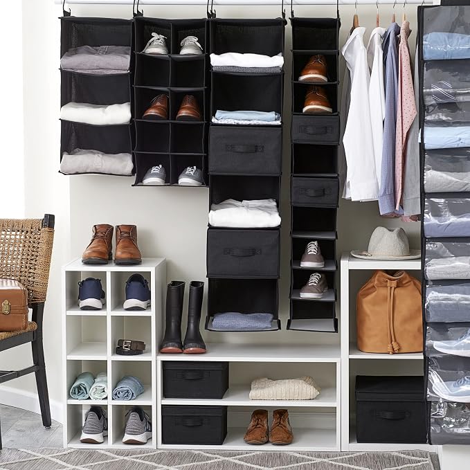 Household Essentials 10 Pocket Hanging Shoe Closet Organizer with Hooks - Image 4