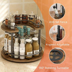 2 Tier Lazy Susan Organizer,2-Tier Spinning Spice Rack with Stable Carousel Base & 4 Height Settings for Cupboard Kitchen Countertop Dining Table Cupboard (Round) - Image 5