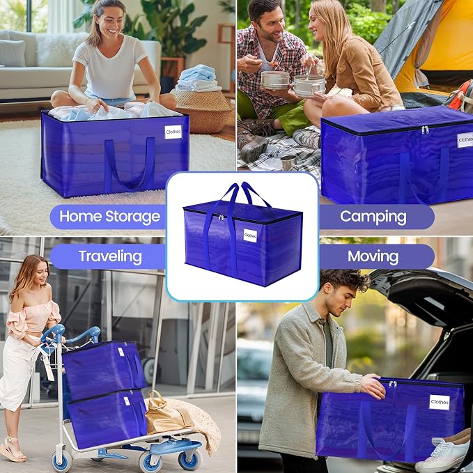 FabSpace Moving Storage Bags Heavy-Duty with Zippers for Clothes 4 Pack - Image 6