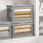 Homsorout Stackable Storage Bins with Lids - Large Decorative Basket with Lids, Fabric Foldable Closet Organizer Bins, Shelf Organizer for Living Room, Dorm, 5 Pack, Grey - Image 6